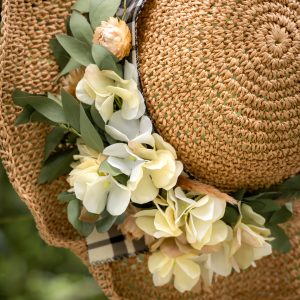 chapeau fleuri "hortensia"